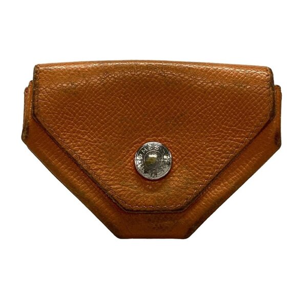 Auth HERMES Van Cattle - Orange Veau Epsom Square N Coin Case - Picture 1 of 7